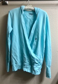 Light Blue Women's Hooded Wrap Sweater