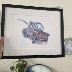Disney Cars Tow Mater Framed Sketch Print Numbered Limited Pottery Barn 605/656