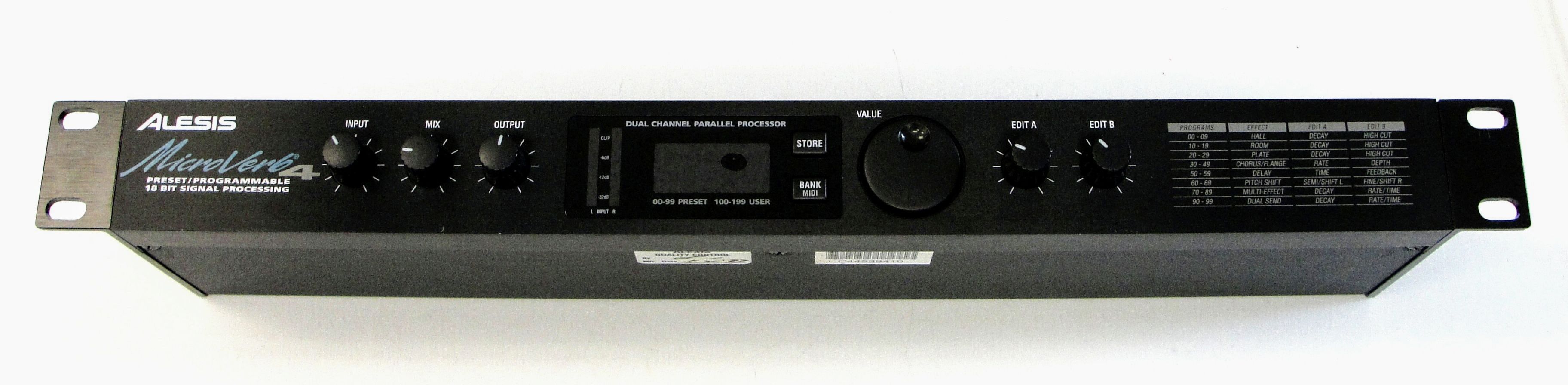 ALESIS MICROVERB4 PROGRAMMABLE 18-BIT SIGNAL PROCESSOR