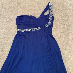 Royal Blue Long One shoulder Jeweled diamond Ball gown  for Formals Night Prom Special Events 