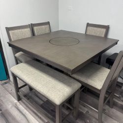 6 PC DINING SET 4 CHAIRS & BENCH/ FLOOR MODEL SPECIAL 🔥🔥🔥