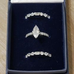 Facets Of Our Love Stacking Diamonesk Trio Ring Set, Size 9