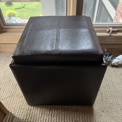 Cube Storage faux leather Ottoman with Tray- $65