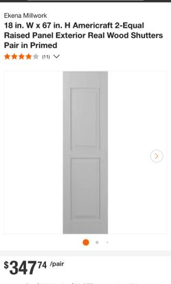 Wood Shutters 18” W X 67” H 