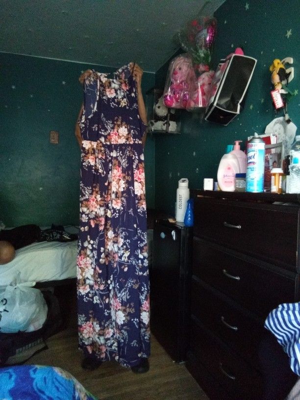 Navy Blue dress With Flowers Size Small