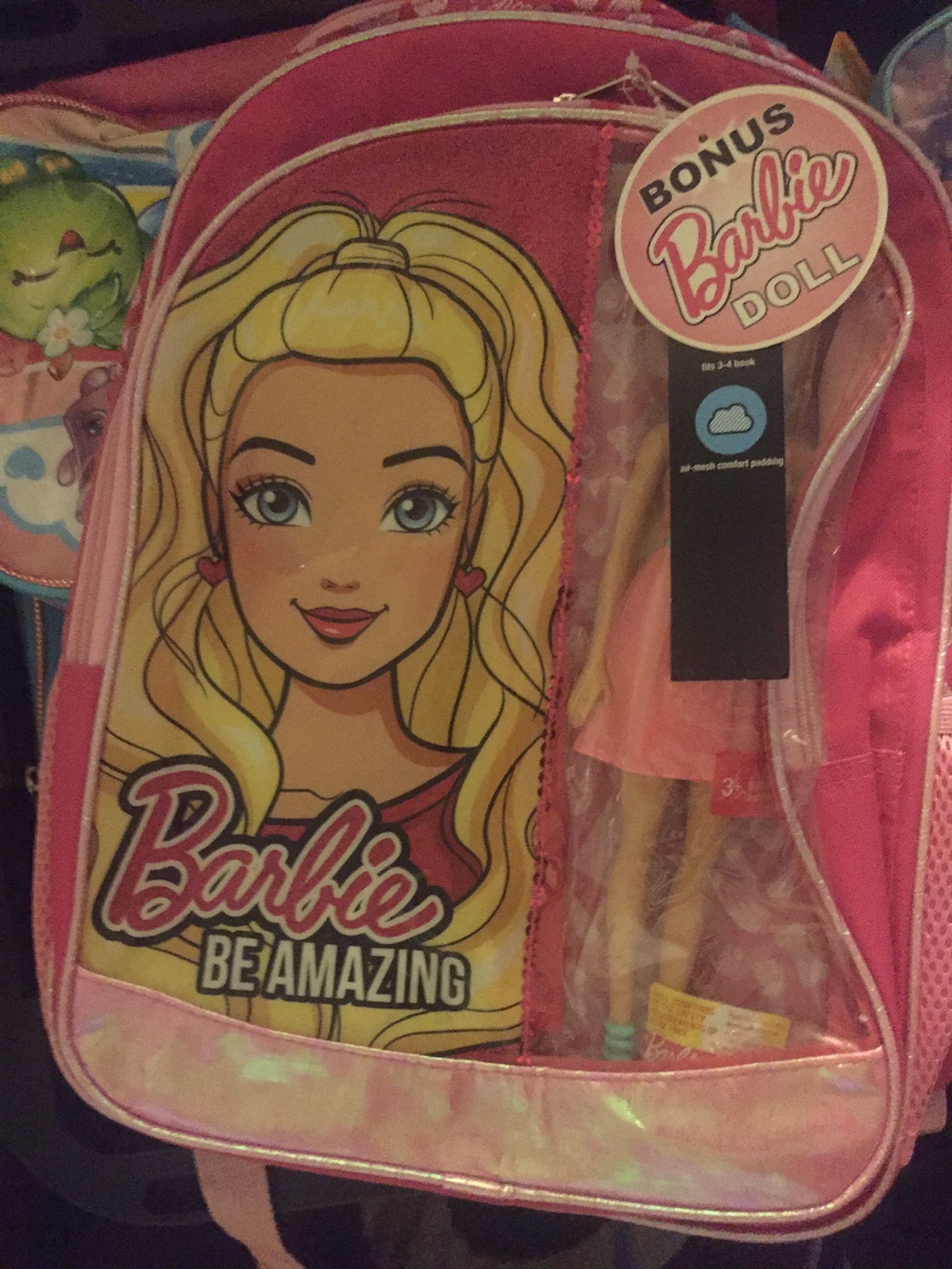 Barbie Backpack With Free Doll !