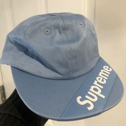 Supreme Visor label 6 panel light blue hat SS18