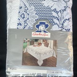 Vintage Style White Lace Tablecloth 70”x126” XL Oblong — Hard to Find Large Size — Made in USA — NWT 