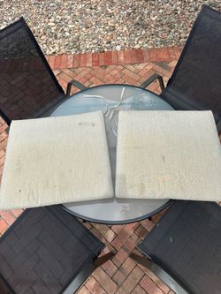 Grey Outdoor Seat Cushions (Set of 2) Tie-On Cushions 19x18”