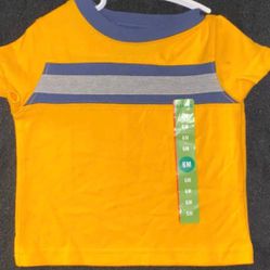 New Baby Boy Size 6 Months Yellow Striped Tee Shirt