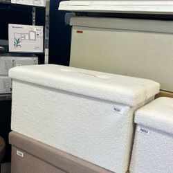 SONGMICS 30" Fleece Storage Ottoman Bench - Cream White