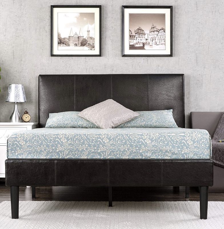Zinus Gerard Faux Leather Upholstered Platform Bed Frame / Mattress Foundation, Queen RETAIL:$270