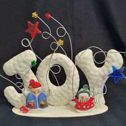 Vtg Christmas Decor "JOY" Metal  Beautiful 9"X9.25"