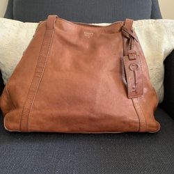 Original Fossil Brown Leather Hand Bag. 