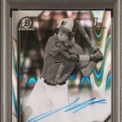2022 Bowman Draft Jackson Holliday Auto Black & White Ray Wave PSA9