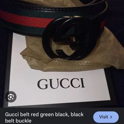 Gucci Belt red green black, black belt buckle