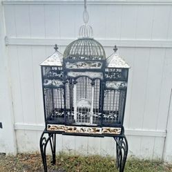 Large Vintage Old Metal Iron Bird Animal Cage House Victorian Style 6 Foot Tall 