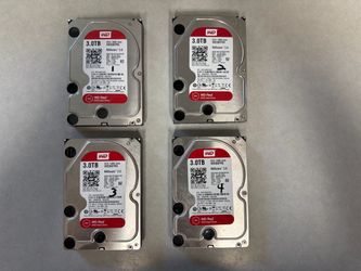 4× WD Red 3TB NAS HDDs — WD30EFRX — Tested & Secure Erased