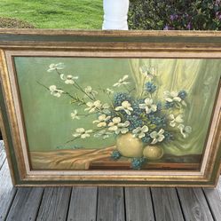 Beautiful Large Vintage Original Signed and FramedFloral Painting-44.5” X 32.5”