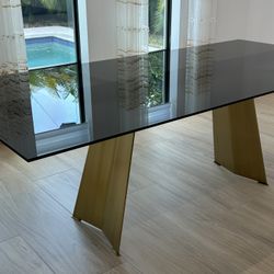 Modern Dark Chocolate Glass Table 