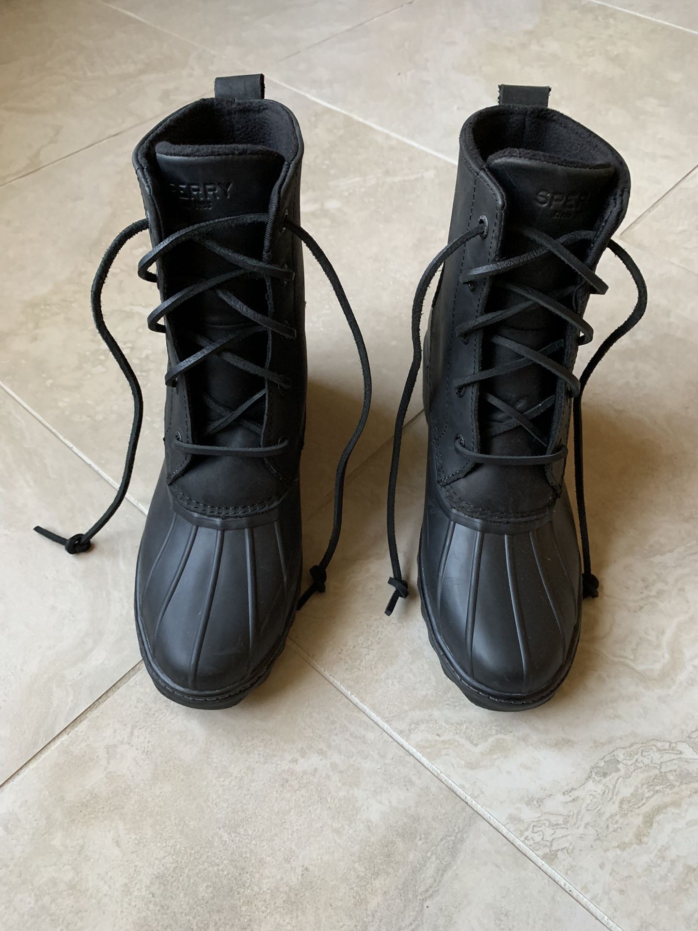 SPERRY  Saltwater Heel Rain boots in Black Size 7 / 7.5