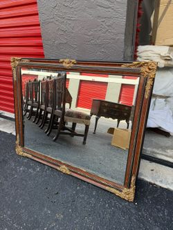 Large Vintage Ornate Beveled Mirror 49 x 38