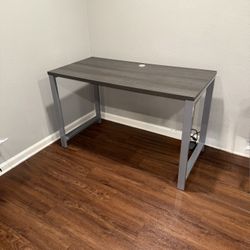 Modern Gray Wood & Metal Office Desk - $50