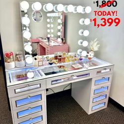 Luxury Glass Top Bluetooth Vanity