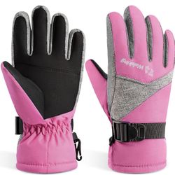 Kids Winter Ski Snow Gloves Youth Cold Weather Waterproof Thinsulate Gloves for Skiing Snowboarding Fits Boys and Girls