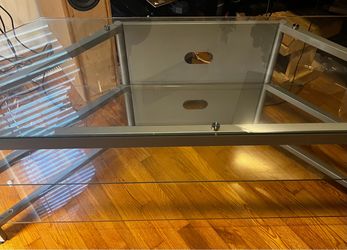 Glass Entertainment Center 60” long x 20” deep x 23” high