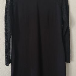 Belle Sky Black Dress With Lace Sleeves