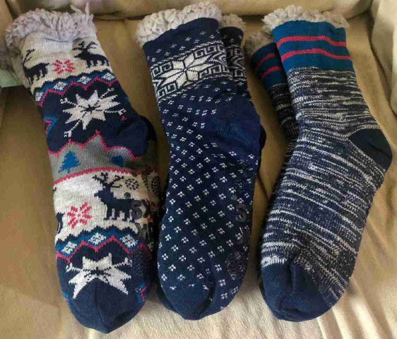 3 NEW SUPER SOFT THICK-SHERPA LINED-VERY WARM-SLIPPER SOCKS- PERFECT GIFT FOR ANY OCCASION-