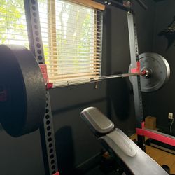 Complete Home Gym Setup – Rack, Weights, Bench, Bars + Treadmill 