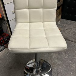 White Leather Bar Stool 