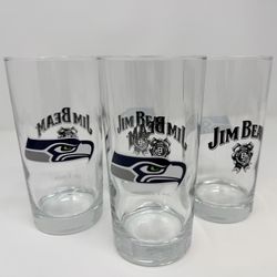 Seahawks Jim Beam Whiskey Highball Tumbler Glasses Set of 4