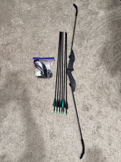 Black Recurve Bow with Arrows and Accessories