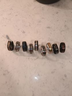 Lot of 9 Stainless Steel Band Rings Size 12