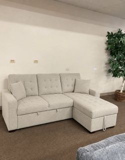 2 Piece Sectional With Pull Out Bed & Storage Chaise