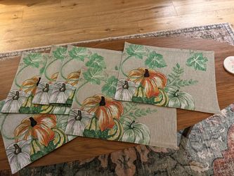 Fall Pumpkin Tapestry Placemats Set of 6