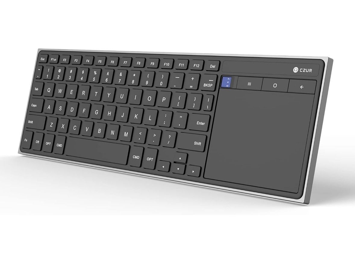 CZUR Rechargeable Bluetooth Keyboard with Touchpad, Portable Computer Keyboard with Trackpad, Wireless Ultra Slim Keyboard for PC/Laptop/Tablet/Phone