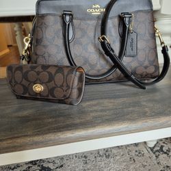 Coach Darcie Carryall Bag & Sunglass Case- Signature Canvas Print