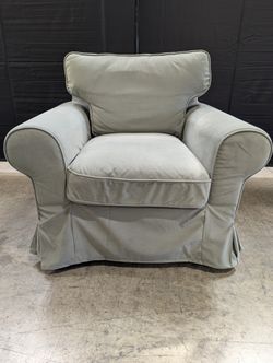 Contemporary Light Grey-Green  Upholstered Armchair