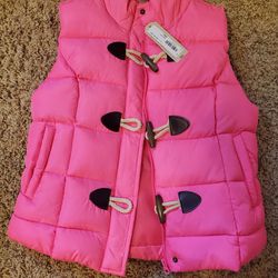 pink puffer vest