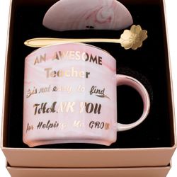 Duneach Luspan Teacher Gift - Teacher Appreciation Gifts - Best Gifts for Teachers - Best Teacher Gifts for Women - Pink Marble Ceramic Coffee Mugs 11