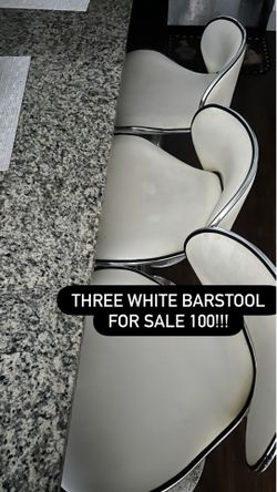 3 white barstools