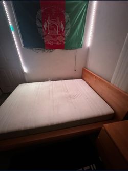 Ikea Bed frame+night stand+desk all same color