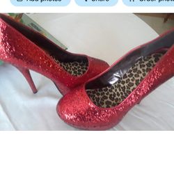 Bright, Sparkly Red Stiletto Heels