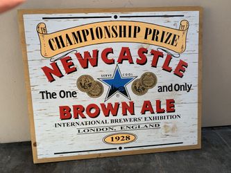 Wooden Newcastle Ale Sign