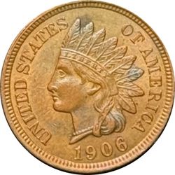 1906 U.S. INDIAN HEAD CENT COPPER PENNY 1c COIN (BU-Brilliant Uncirculated) Red!