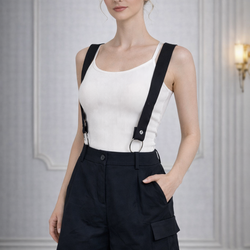 🖤 Edgy Utility Suspender Belt Shorts | Removable Strap Detail | Size M